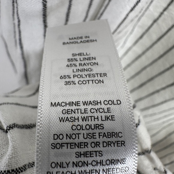 Joe Fresh Linen Blend Striped Sundress Tie Shoulder White Midi Dress Size L - Picture 7 of 7